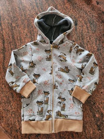 Alpenfleece Jacke Gr. 80 mit Rehkitz, Handmade