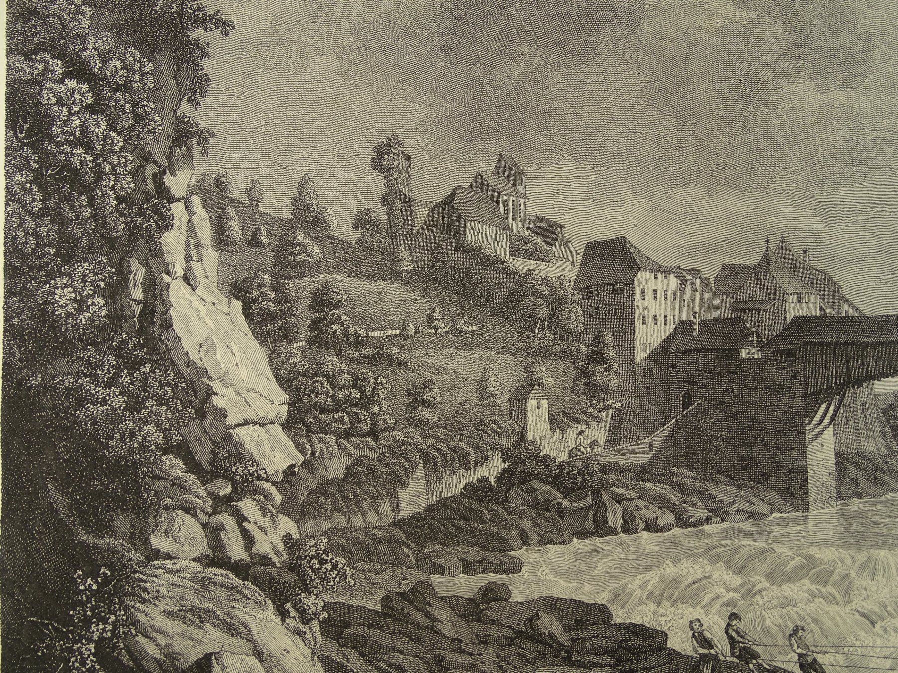 Stiche: LAUFENBURG, GROSSER KUPFERSTICH 1789 – Gebraucht aus Grüningen von Kartensammler 2