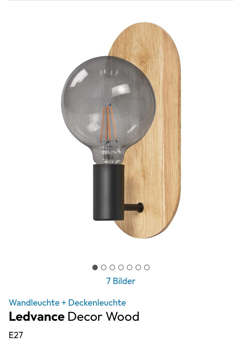 Lampen: Wandleuchte E27 Holz-Design – Gebraucht aus Glattbrugg von nat_rq6p 2