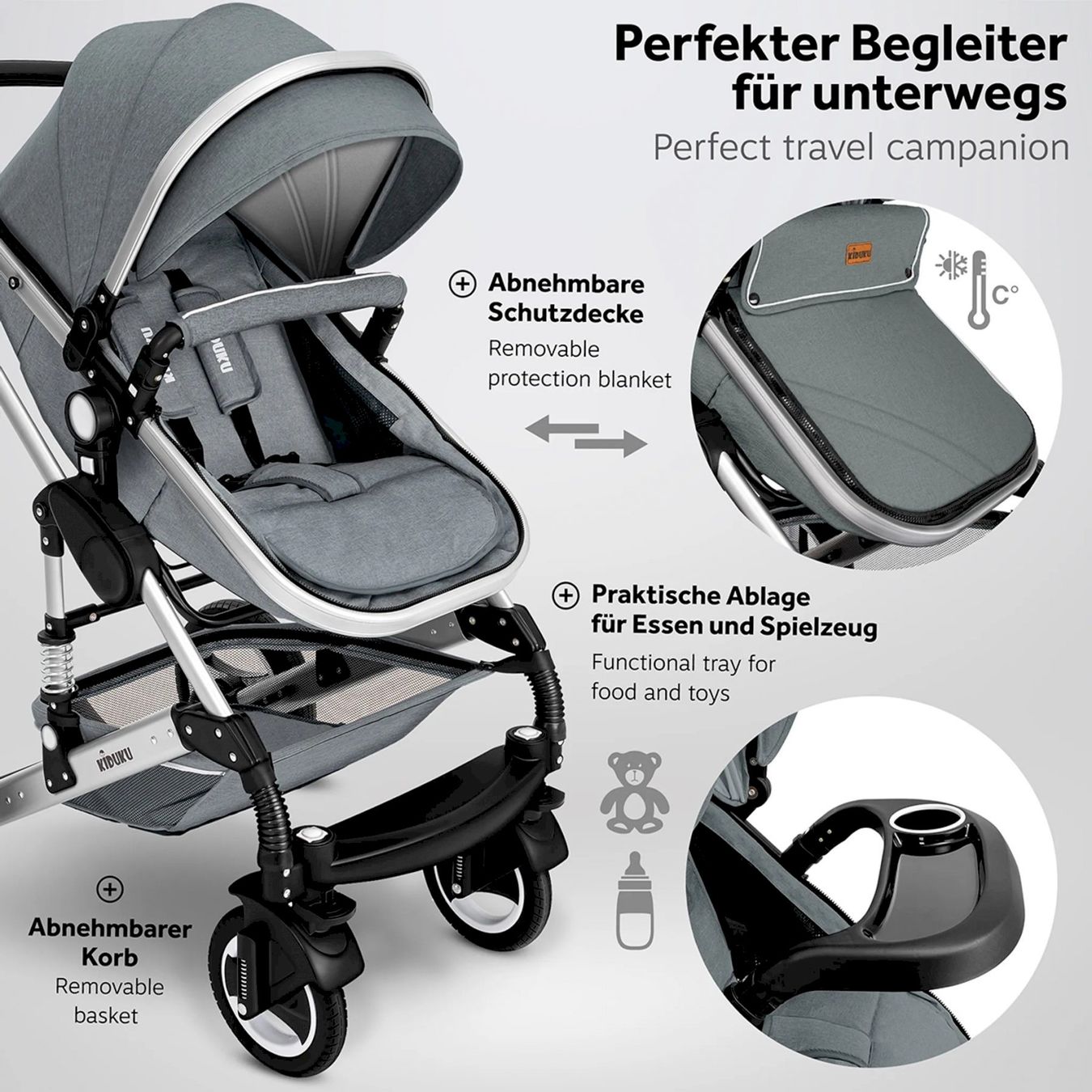 Carrozzine: KIDUKU Kombi-Kinderwagen GRAU/SILBER – Nuovo e nell'imballaggio originale da Bottighofen venduto da zaap 2