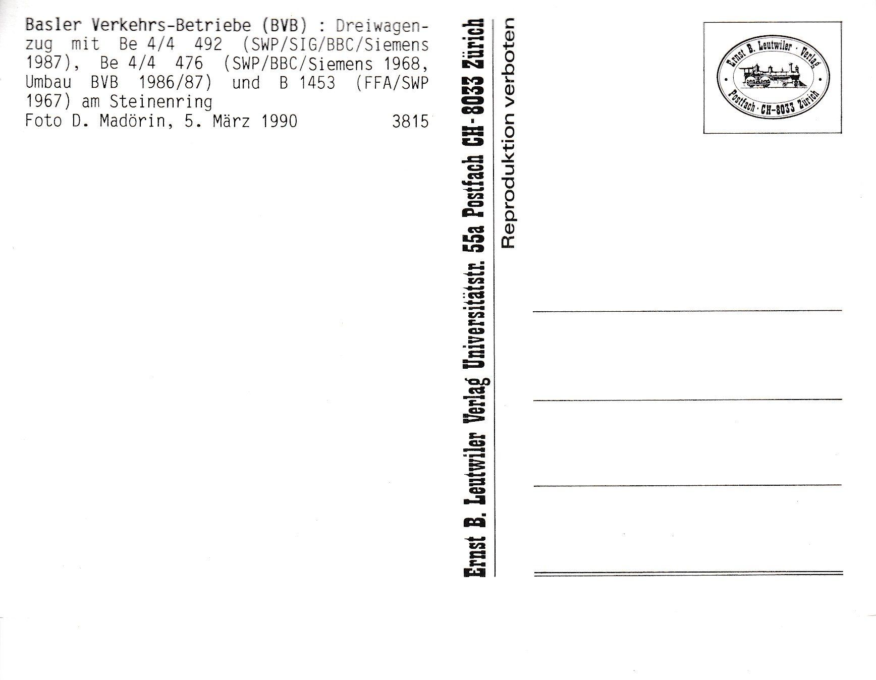 Ansichtskarten: Strassenbahn Basel BVB Dreiwagenzug – Neu und originalverpackt aus Ettingen von Pantograph163 1