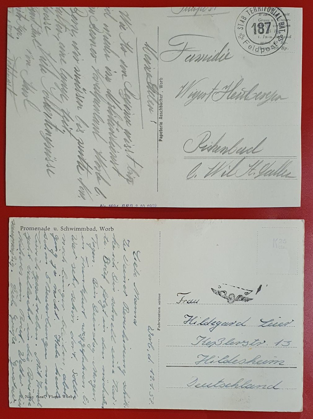 Cartoline postali: 2  Ansichtskarten Worb – Usato da Kreuzlingen venduto da Rschweiz1 1
