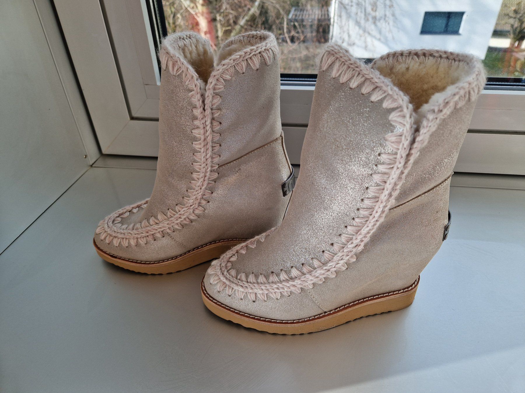 Scarpe da donna: Mou - Keilstiefeletten - beige - Grösse 37 Leder – Usato da Winterthur venduto da sisah