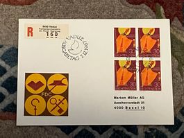 1 Erstagsbrief LI Einschreiben Viererblock 1967