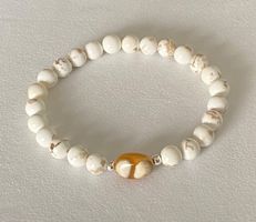 Edelstein Armband Magnesit mit Mookait und Silber auf Mass