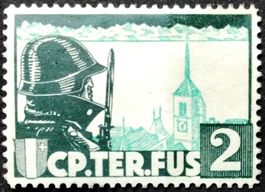 Soldatenmarke 2.WK, Ter Füsilier Kp 2, Kreuz, grü, Wi Ter 10