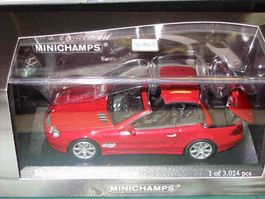 Mercedes-Benz SL 2001 Dach zum öffnen rot * Minichamps 1:43