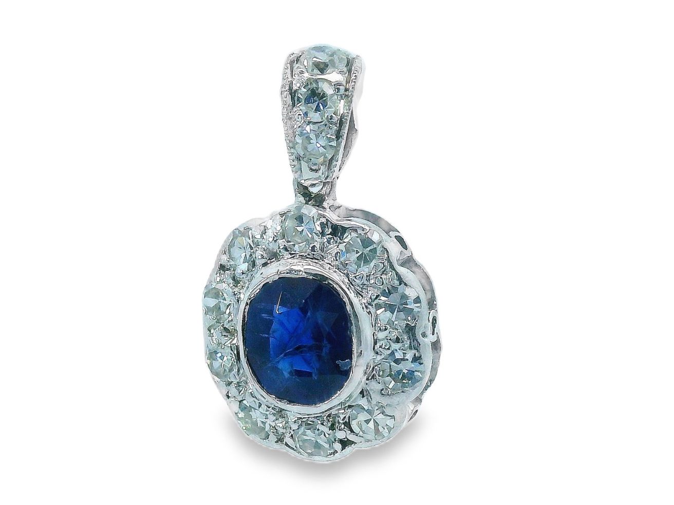 Anhänger: Platin Anhänger mit Saphir & Diamanten – Gebraucht aus Embrach von marufa