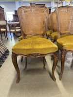 Vintage Stühle, 6er Set, Rattan, Gelb, Top