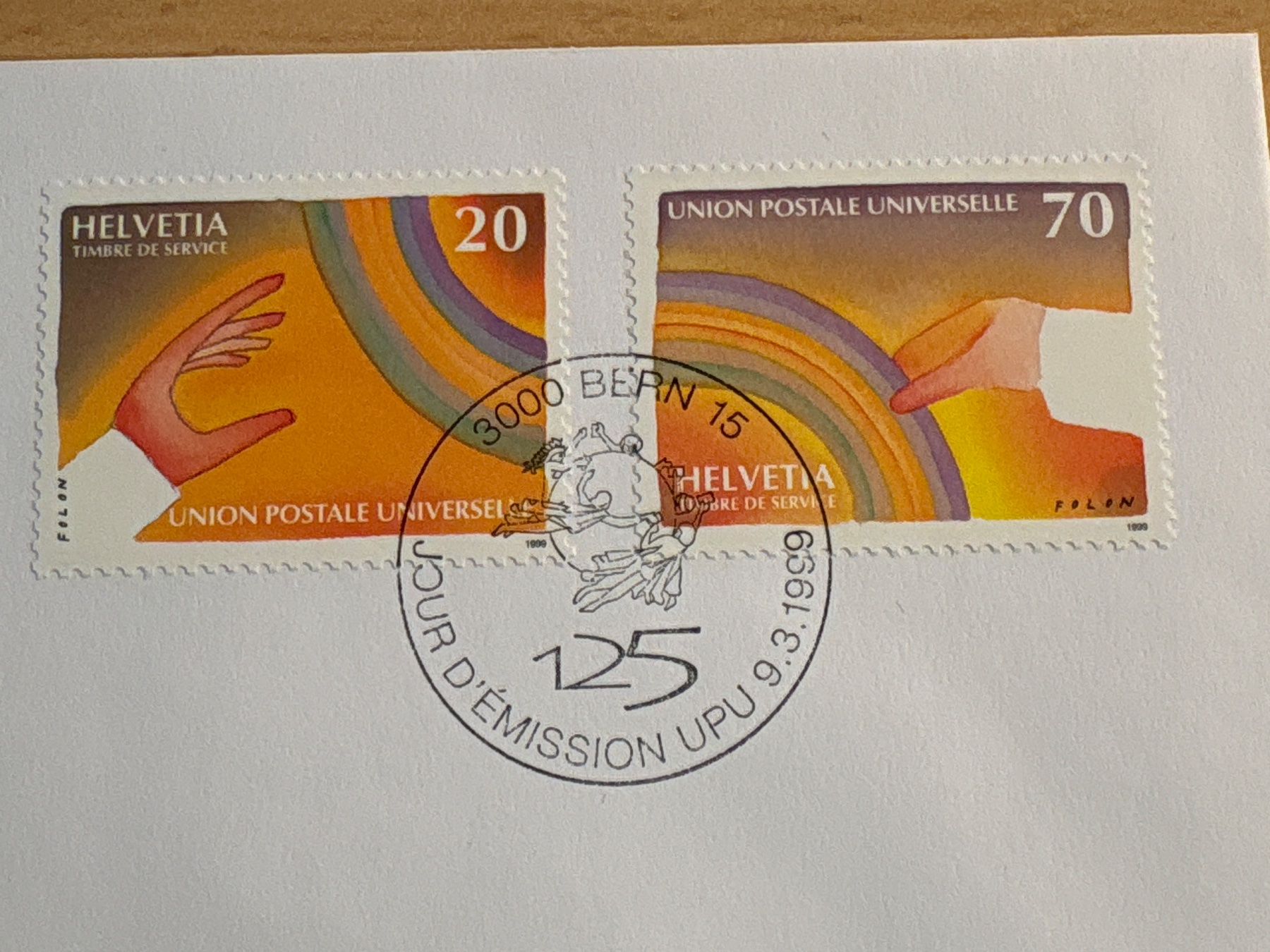 Tutti i francobolli: UPU Ersttagsbrief 1999 Bern, RegenbogeN – Usato da Ibach venduto da lisch3 1
