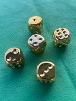 Spiel-Würfel, 5Stk , Goldfarb, aus Silber-Acryl, 16mm, 4gr