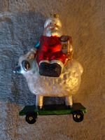 Schöne Weihnachtskugel Glas Weihnachtsmann auf Schäfli neu
