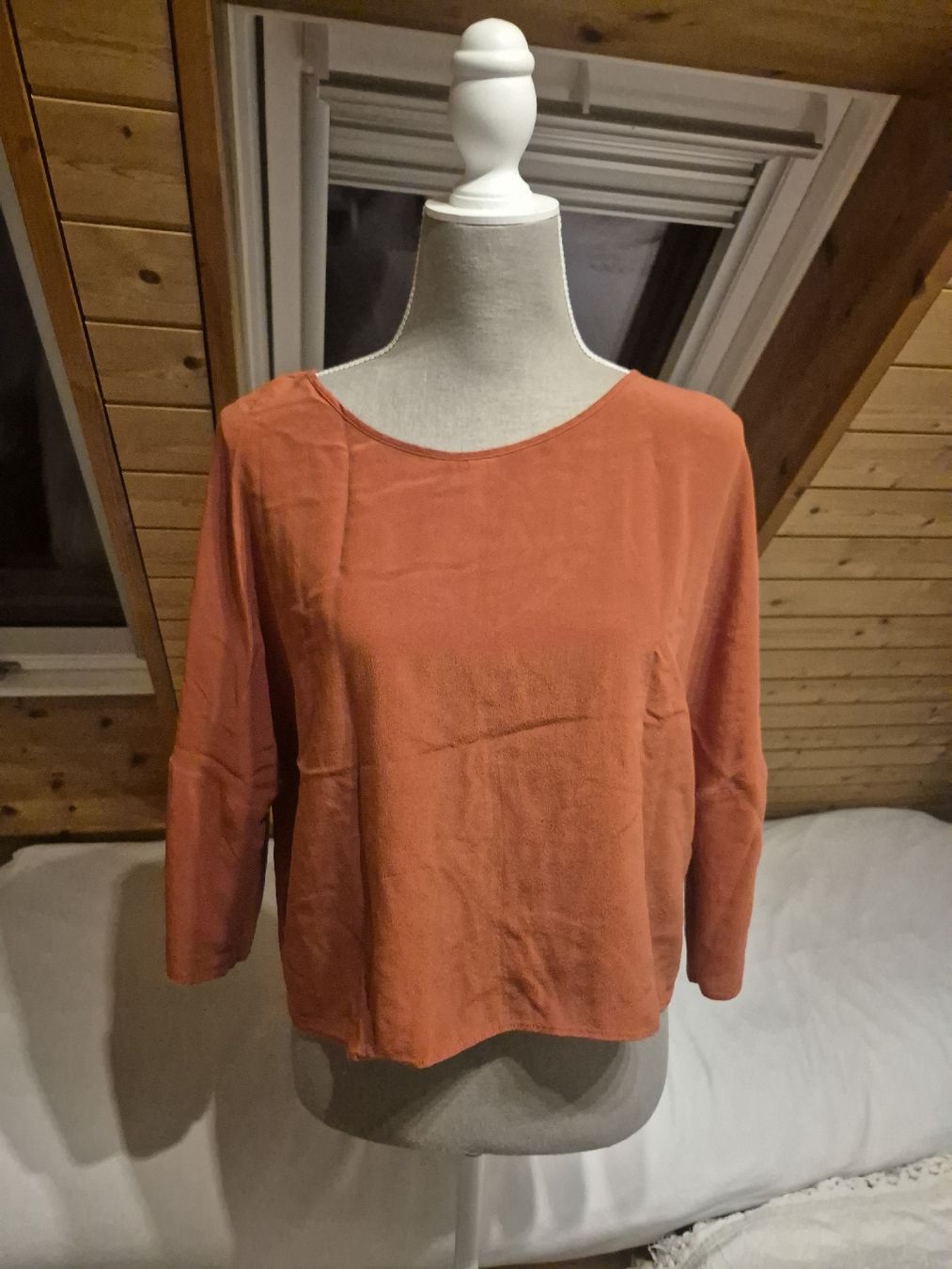 Zara Blusen: Zara Basic Bluse orange kurz geschnitten Grösse M Seide – Neu (gemäss Beschreibung) aus Zürich von Drago670