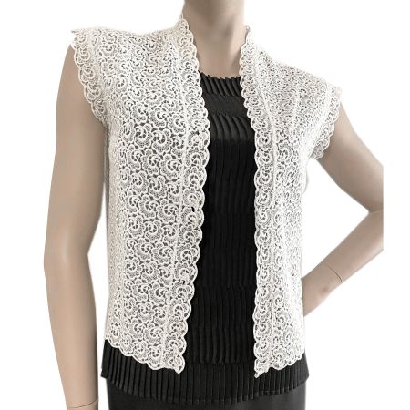 Bluse Top Weste S/M Baumwollspitze Guipure VINTAGE 1960s