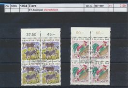 1994 "Tiere", Viererblock, ET - Stempel