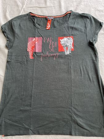 Damen T-Shirt Street One grau Grösse 40 Leopard Druck