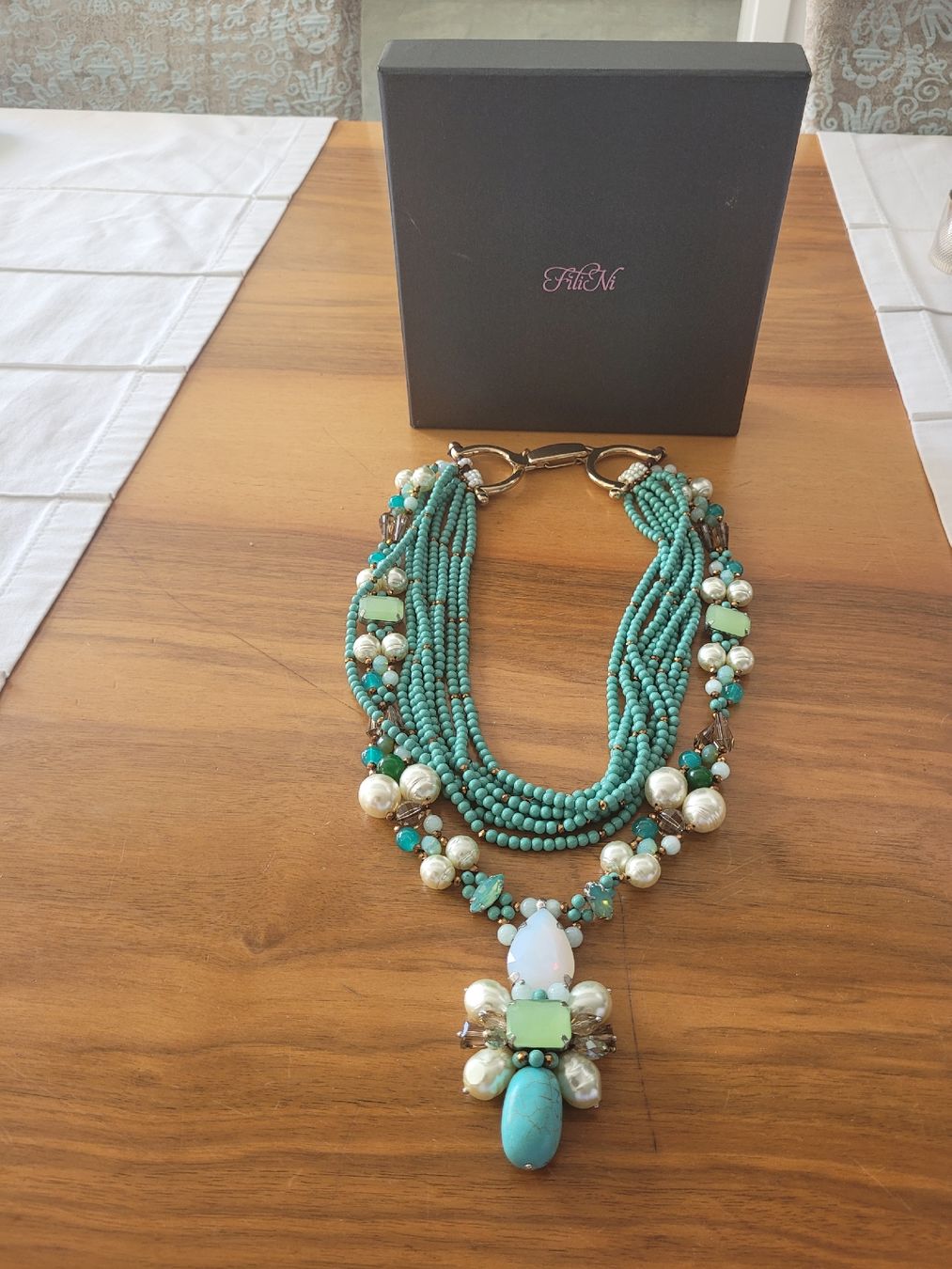 Catenine: Wunderschoenes Filini Collier, Türkis/Weiss – Usato da Bünzen venduto da Milly32 1