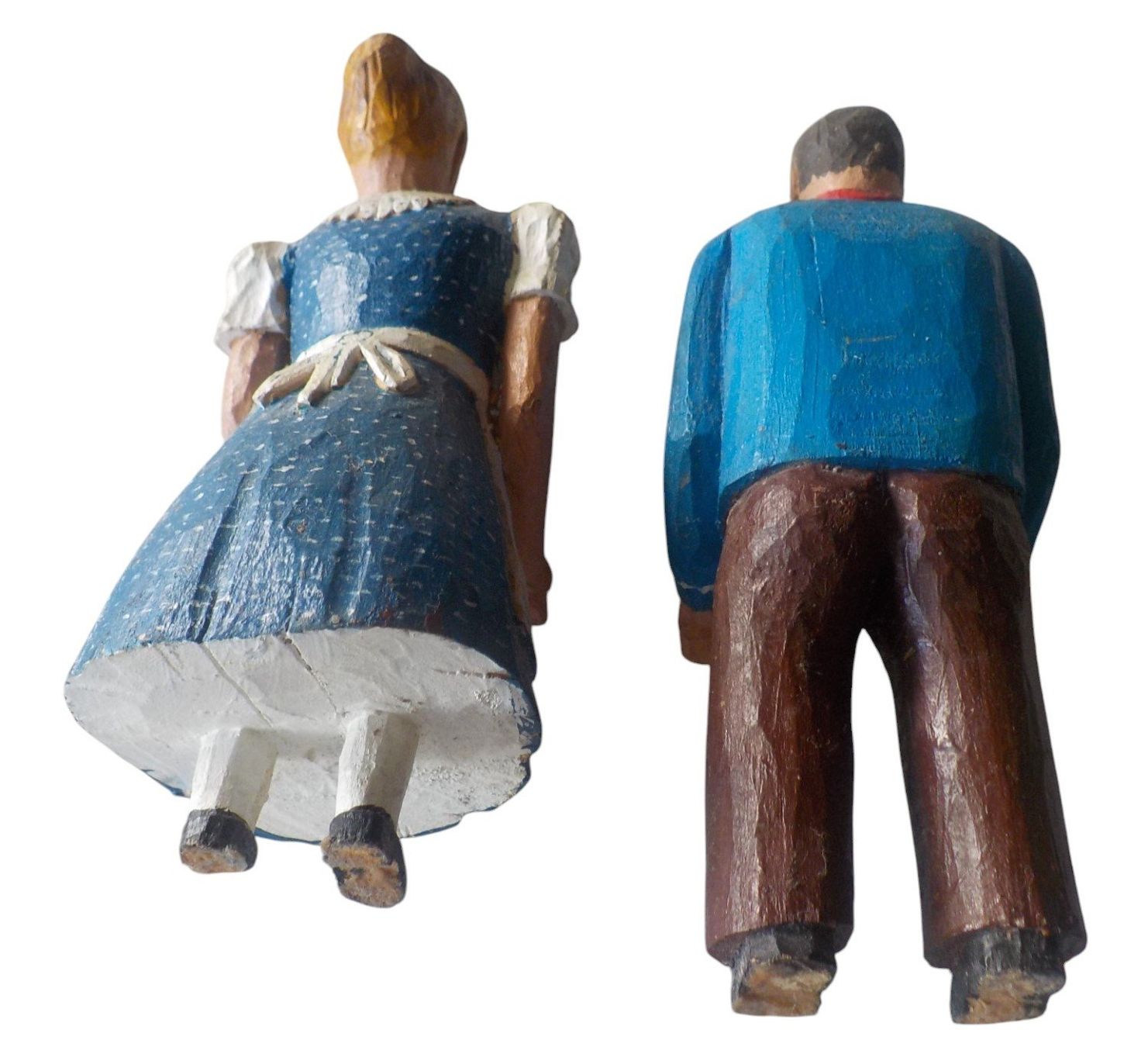 Statuette: Holzfiguren antik - Senn und Sennerin – Usato da Mörschwil venduto da antiksalon 2