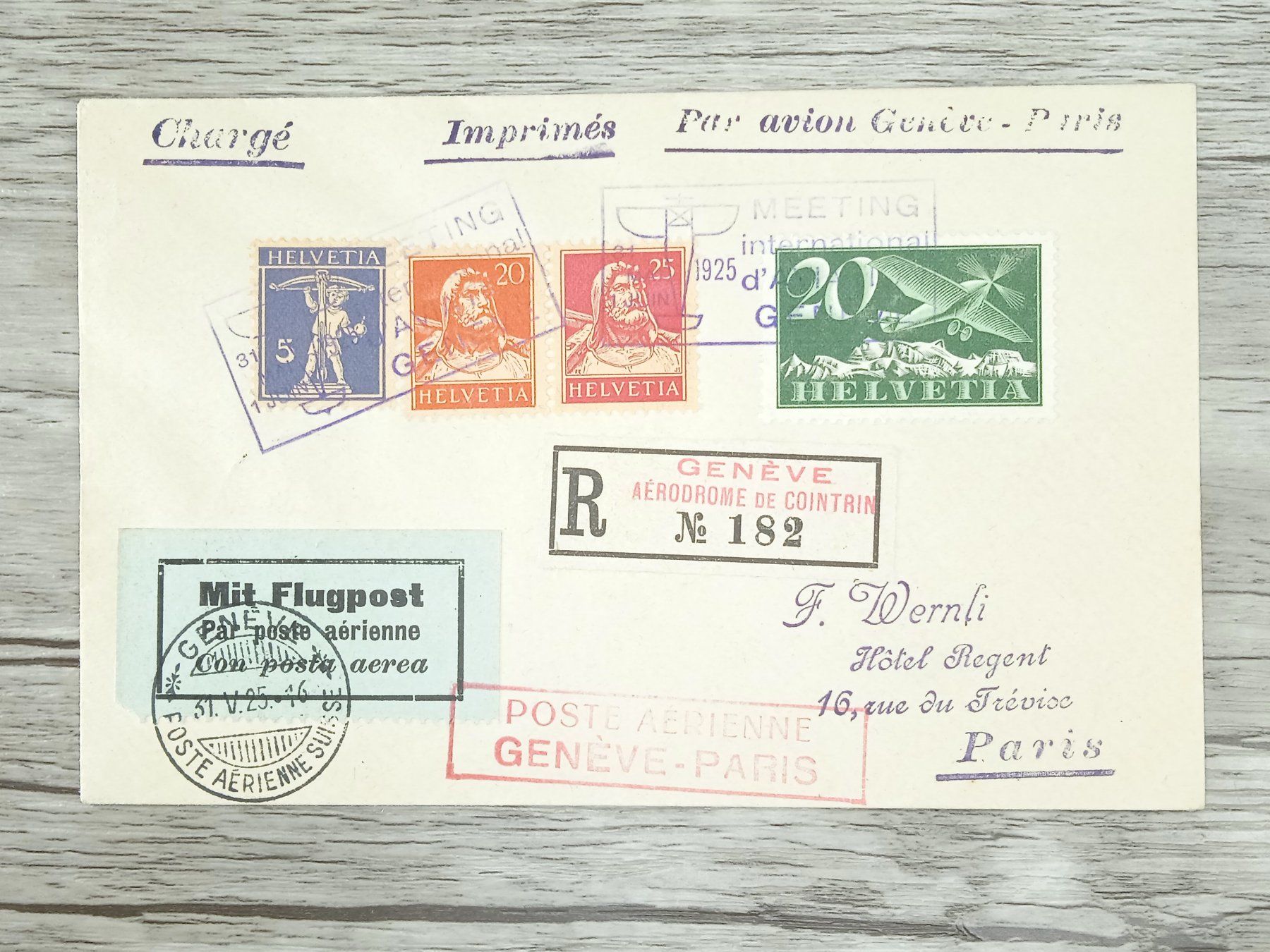Tutti i francobolli: TR105 Enveloppe + Timbre Suisse 1925 – Usato da Cousset venduto da Patrick_Collections