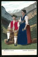 Präge-AK Junges Paar in Appenzeller Tra