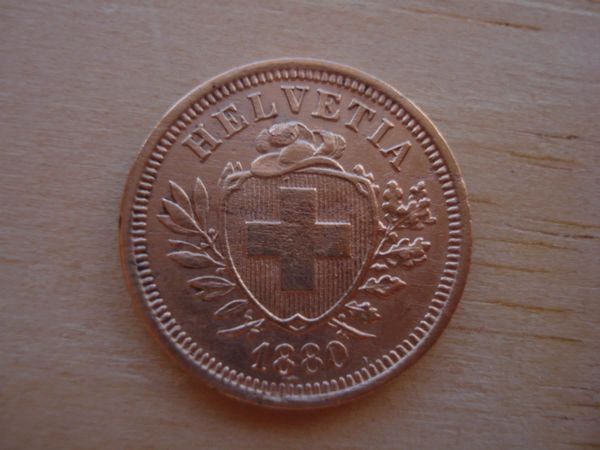 Tutti le monete: (A2)  1 rappen  1880  VZ – Usato da Erlach venduto da Net-Coins