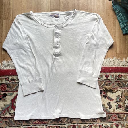 Vintage men's undershirt ribbed cotton basic long sleeve
