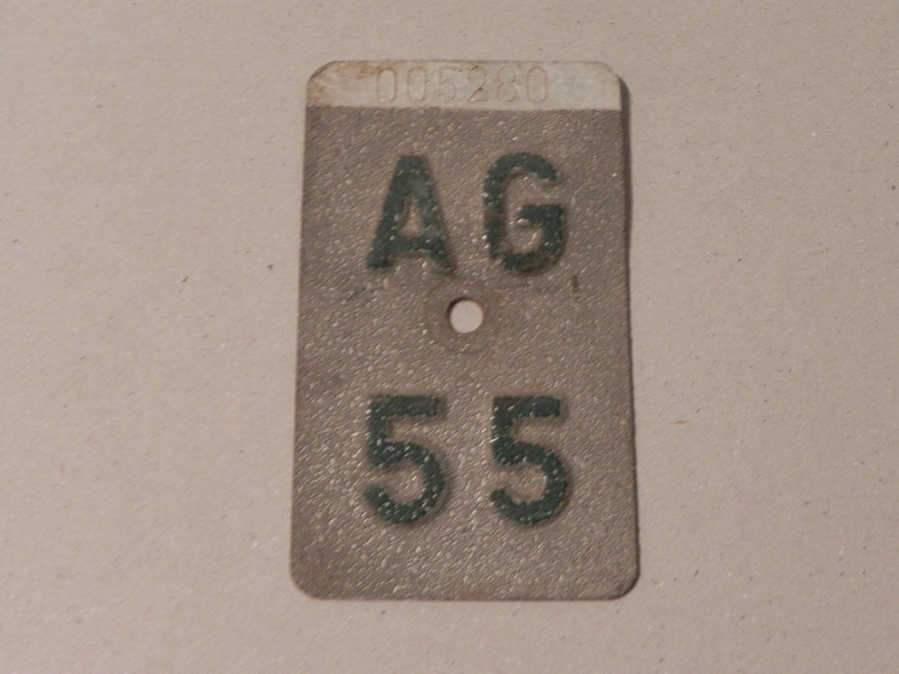 Insegne: Velonummer AG 1955 Aargau Velo Geschenk – Usato da Siebnen venduto da krimsie