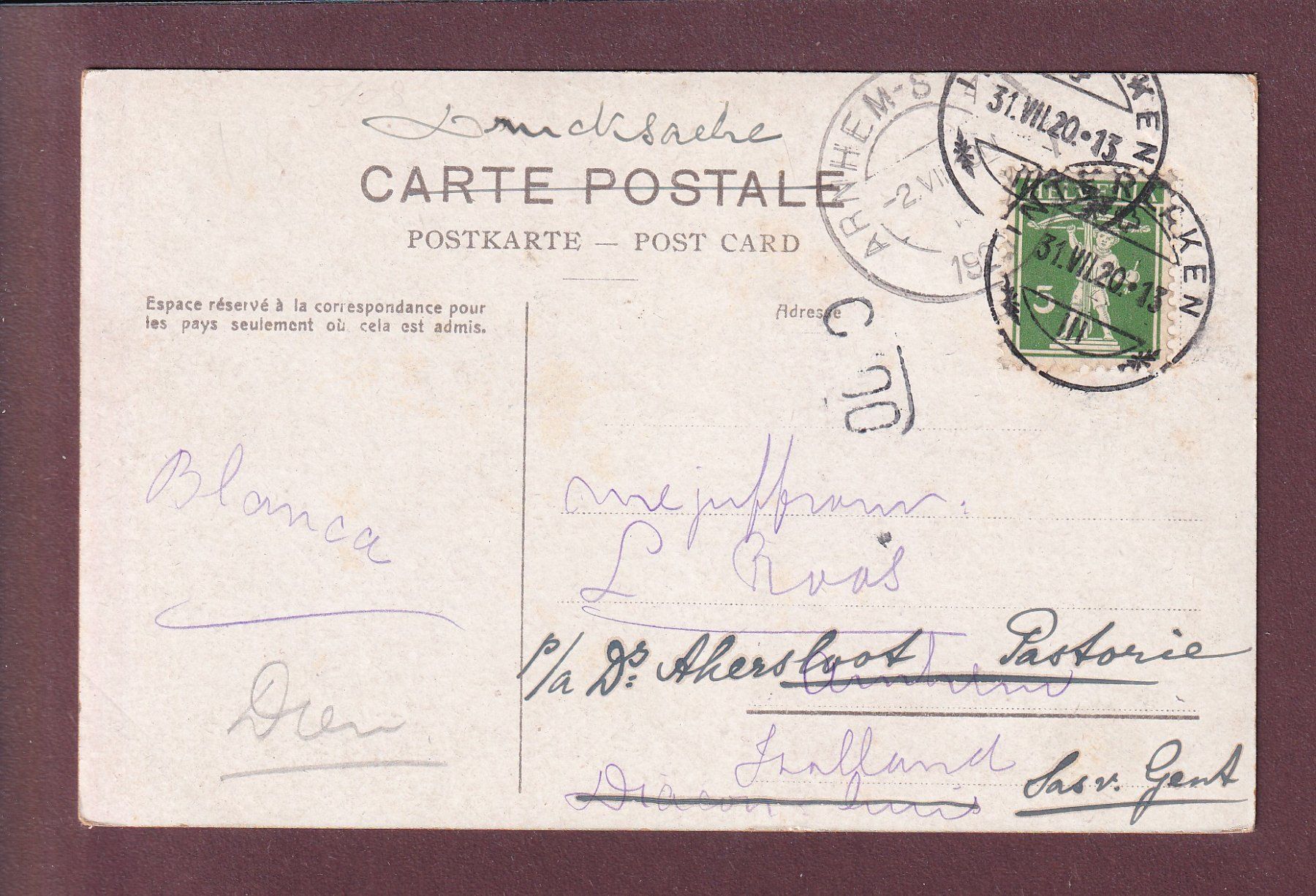 Ansichtskarten: BEATUSHÖHLE am Thunersee - 1920 CPN – Gebraucht aus Pully von nicecards 1