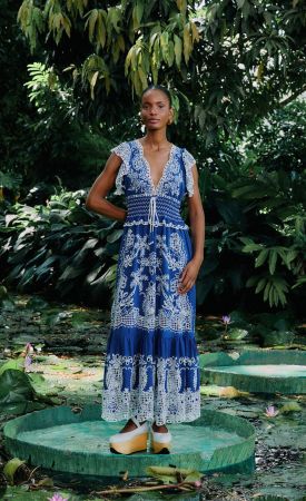Blue Romantic Richlieu Maxi Dress Farm Rio