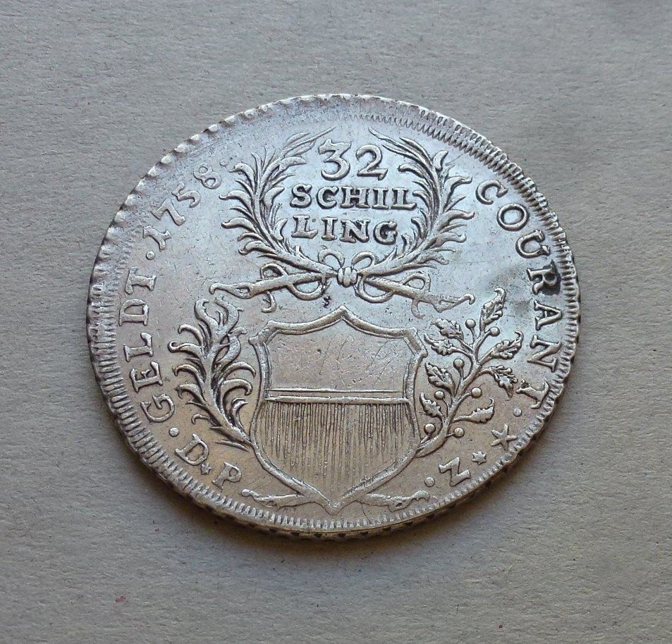 Tutti le monete: Lübeck ++ 32 Schilling 1758 – Usato da Walkringen venduto da Casablanca777 1