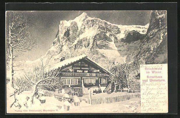 Cartoline postali: Grindelwald, Bernerhaus und Wetterhorn – Usato da Berlin venduto da bartko-reher