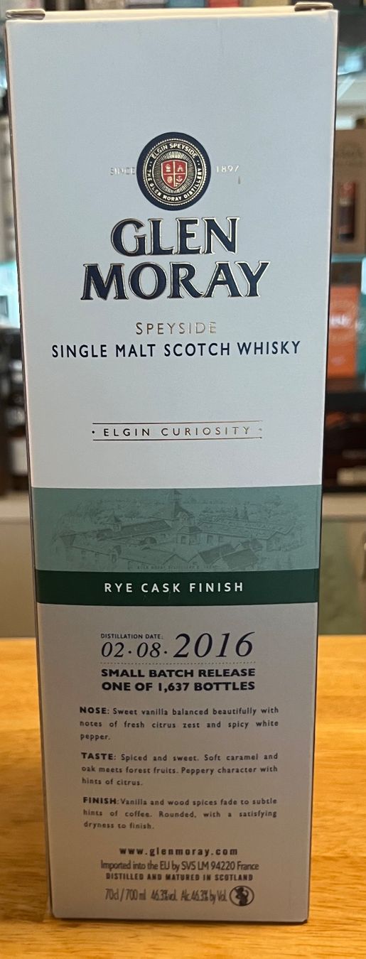 Spirituosen: Glen Moray Rye Cask Finish 46,3% – Neu und originalverpackt aus Nyon von Vitriole