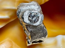 Silber 925 Ring mit 6 mm Zirkonia – Handgefertigt - RG 62
