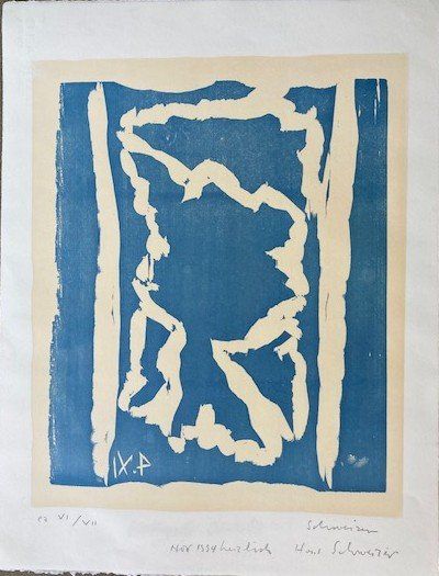 Grafica & Litografie: Schweizer Hans. Komposition in Blau – Usato da Frauenfeld venduto da Peterwalter