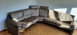 Ledersofa dreitilig grau gepflegt