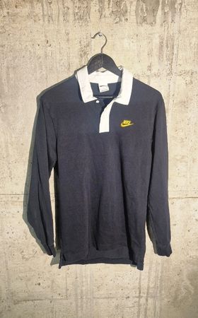 Nike Rugby Shirt Langarm Poloshirt Blau/Gold, Grösse S