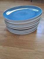 8x Teller Keramik blau