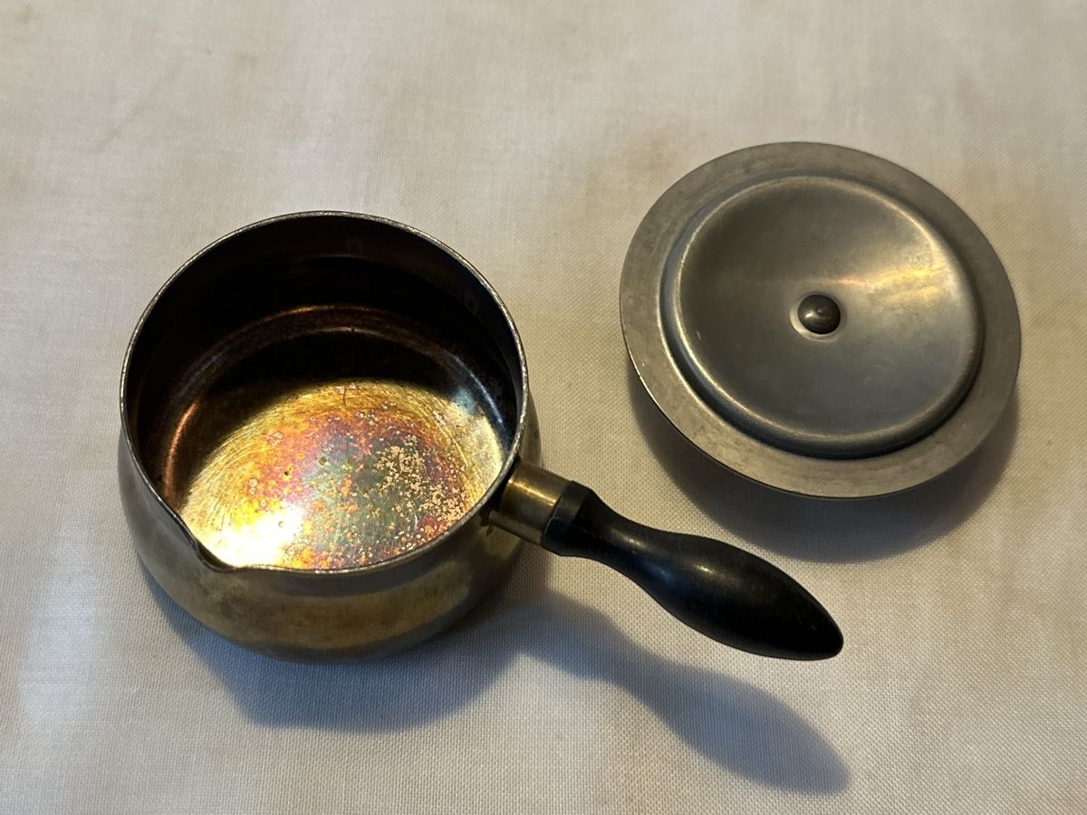 Pfannen: Antikes Messing-Pfännchen mit Deckel, Durchmesser ca.  7cm – Gebraucht aus Zürich von Chaeffeler 3