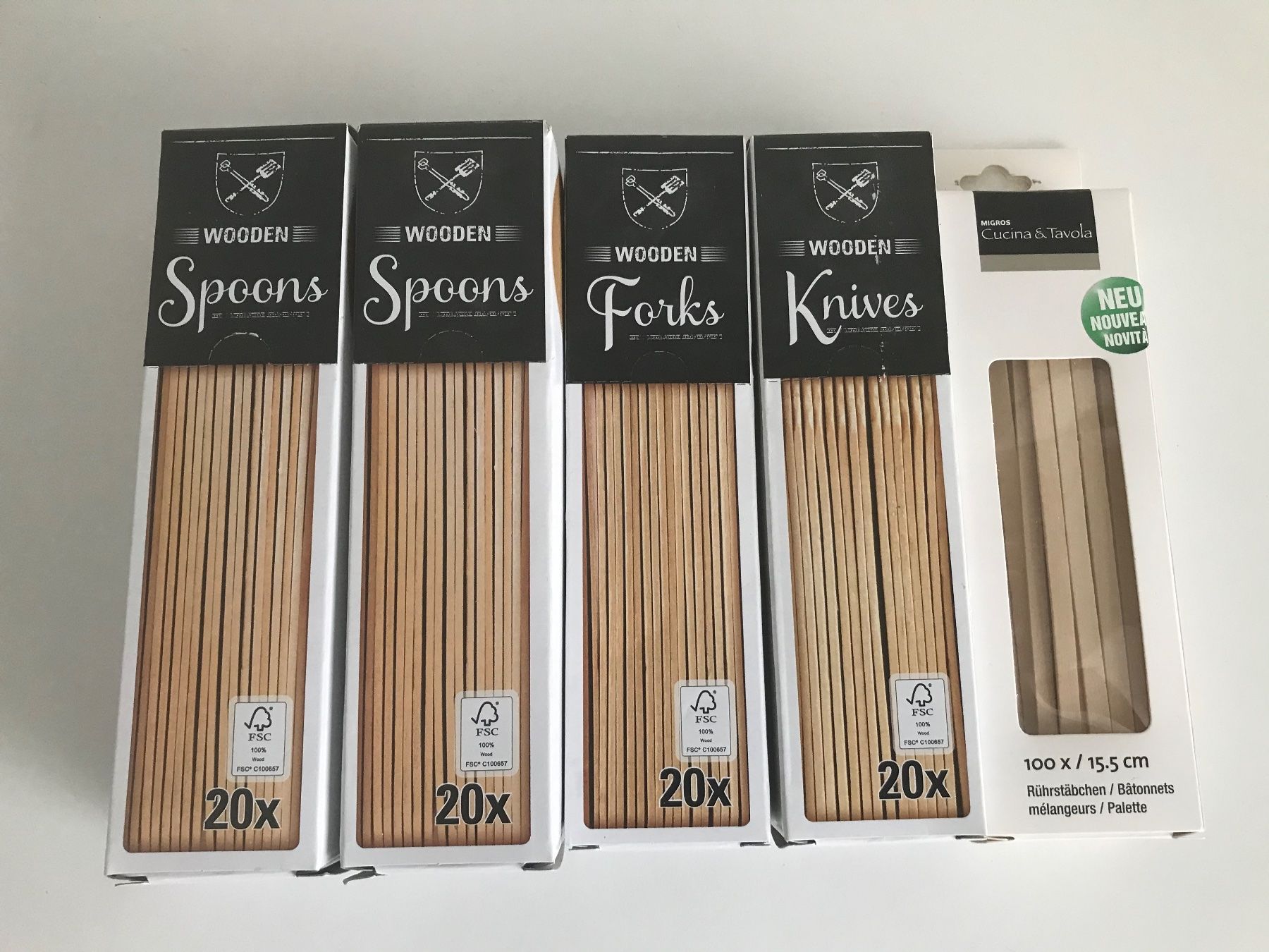 Set di posate: 180x Holz Besteck Set – Nuovo e nell'imballaggio originale da Spreitenbach venduto da Brockiland-Flohmarkt 1