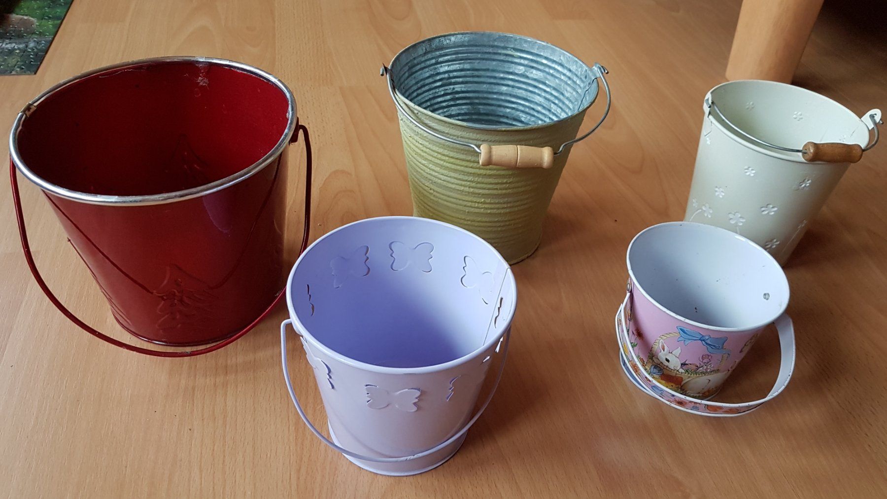 Vasi per fiori: 10 ZINK-BLUMENTÖPFE / EIMER / GEFÄSSE / DEKO – Usato da Sax venduto da prinzenrollen 2