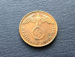 2 Reichspfennig Drittes Reich 1937 E.sehr selten