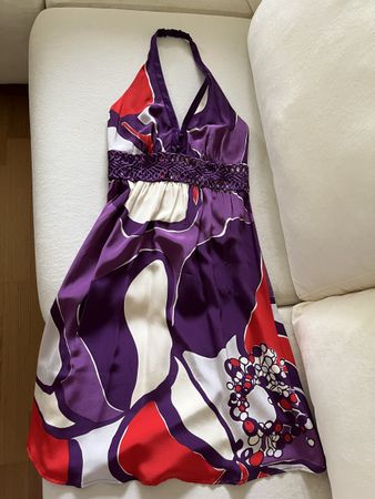 Beth Bowley Silk Halter Neck Dress Size 4 Floral Print