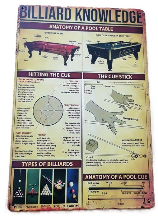 Insegne: BILLIARD KNOWLEDGE -  Blechschild (neu, OVP) – Nuovo e nell'imballaggio originale da Wilen b. Wollerau venduto da morethanmusic