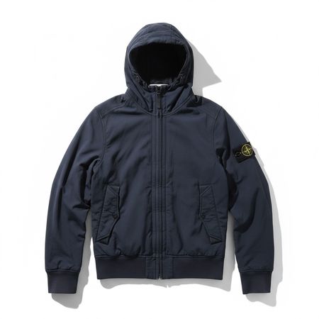 Veste Stone Island Soft Shell-R à capuche - Bleu Marine - M