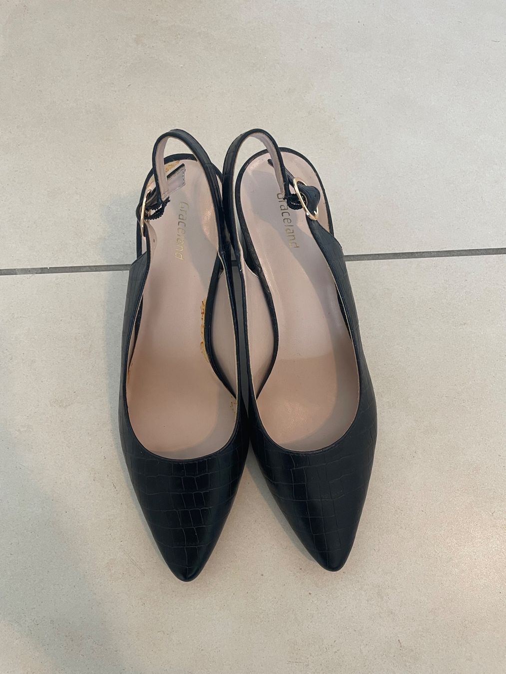 Graceland Scarpe da donna: Escarpins slingback noirs effet crocodile - Taille 38 – Usato da Geneve venduto da Margot_22 3