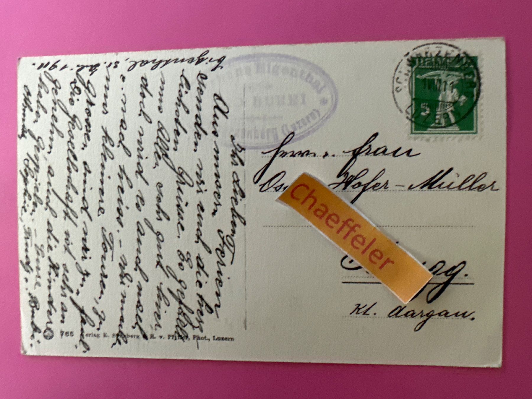 Cartoline postali: 1911 Eigental – Usato da Zürich venduto da Chaeffeler 1