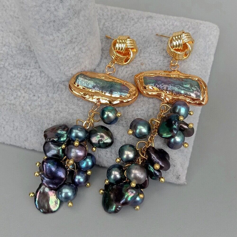 Orecchini pendenti & Orecchini a lobo: Lua schwarz Perlen Ohrhänger Echt Boucles Chandelier Perle N – Nuovo (secondo la descrizione) da Prilly venduto da ilyria73