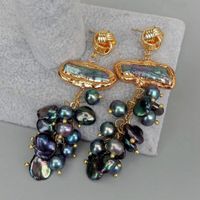 Lua schwarz Perlen Ohrhänger Echt Boucles Chandelier Perle N