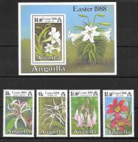 Anguilla Serie 777 - 780 + Block Blumen Lilien ** 28.3.1988