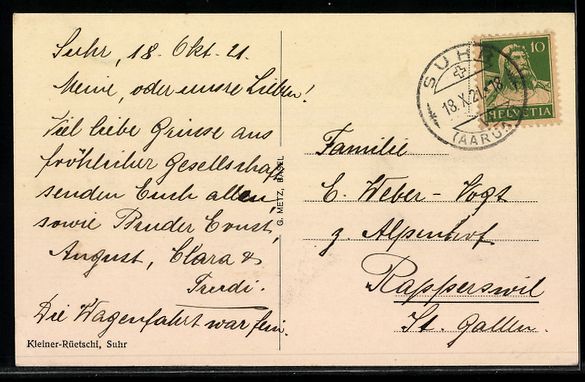 Cartoline postali: AK Suhr, Teilansicht mit Kirche, 1921 – Usato da Berlin venduto da bartko-reher 1
